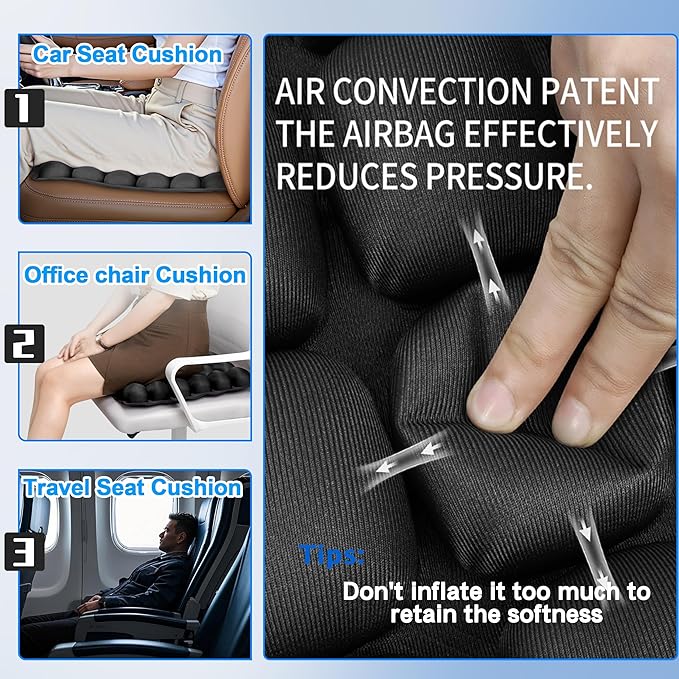 MTGKY Sondor Travel Seat Cushion,Airplane seat Cushion for Long Flight,Portable & Adjustable,Inflatable Cushion for Wheelchair, Travel,Driving,Office Work
