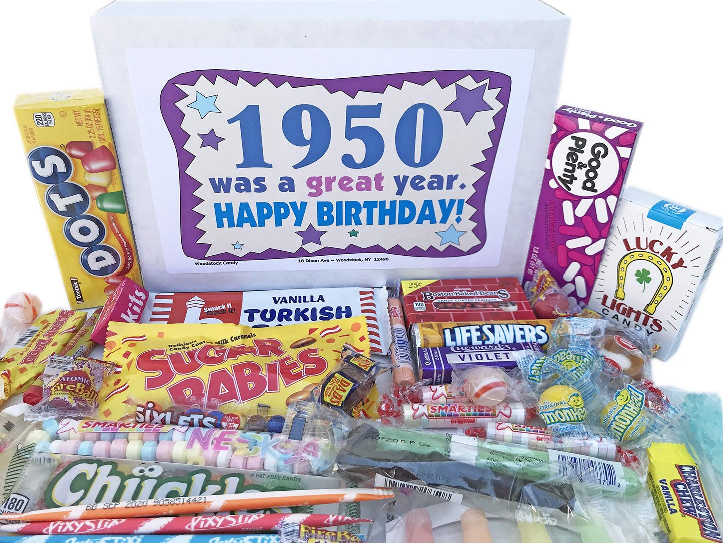 RETRO CANDY YUM ~ 1950 75th Birthday Gift Box Nostalgic Retro Candy Assortment from Childhood for 75 Year Old Man or Woman Born 1950 Jr