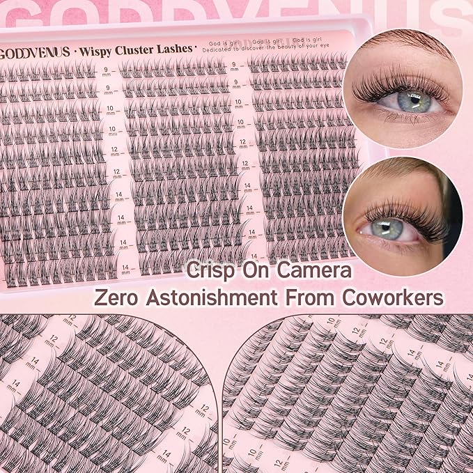 Lash Clusters Wispy 9-14mm Eyelash Clusters Natural DIY Cluster Eyelash Extensions Lash Individual 300pcs Short C Curve