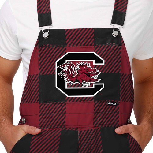FOCO South Carolina Gamecocks NCAA Mens Plaid Bib Overalls - L