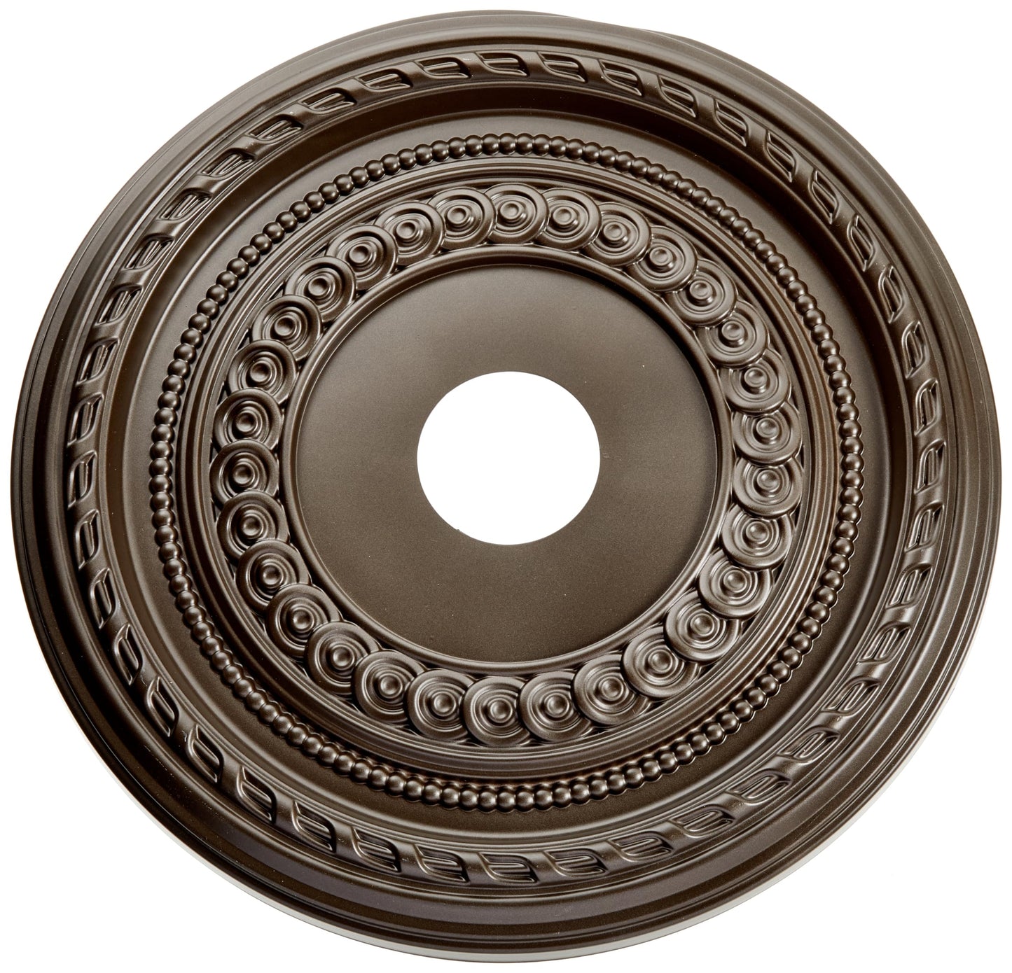 19Od X 3 1/2Id X 1P Cole Thermoformed Pvc Ceiling Medallion (Fits Canopies Up To 5 1/8), Bright Coat Dark Bronze
