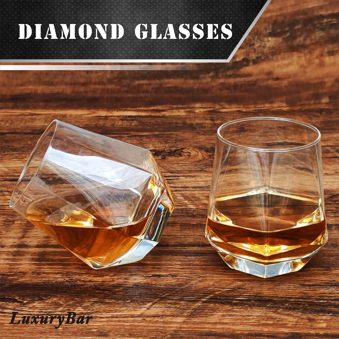 LuxuryBar Diamond Whiskey Decanter Sets for Men with ChillBall &Tray,Whiskey Decanter Set Liquor Dispenser Bourbon Decanter Whiskey Set Gifts for Men