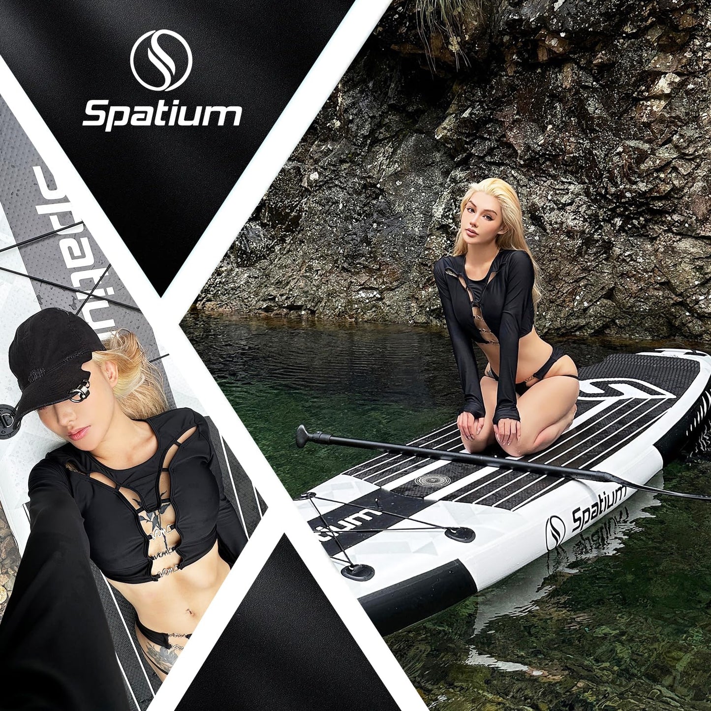 Spatium 11'5"x32" Extra Wide Inflatable Paddle Board Stand Up Paddle Board for Adults,440lb Capacity Inflatable Surfboard with Paddleboard for Beginners