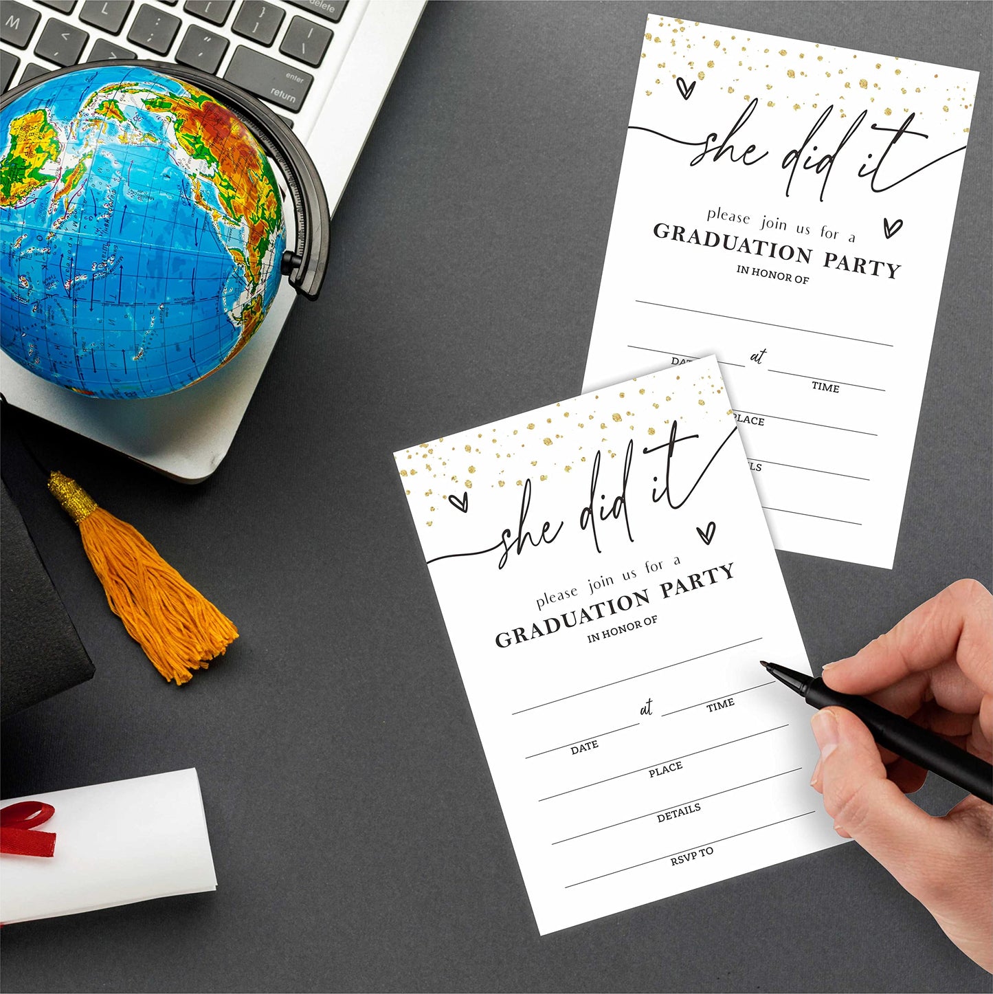 NYCTUG Graduation Party Invitations With Envelopes(20 Pack), 4 x 6 Inches, Multicolor Coated Paper, Advanced Printing Technology, Fill-In Personalized Details, Eye-Catching Design