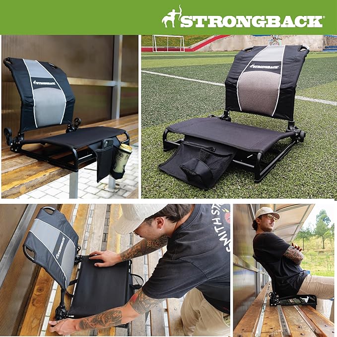 STRONGBACK Lumbar Support Stadium Seat for Bleachers – Ergonomic Chair with Back Support for Adults & All-Day Comfort
