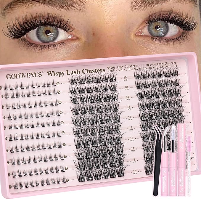 220Pcs Wispy Lash Clusters Kit Cluster Eyelash Extensions Kit Natural DIY C Curl Individual Lashes Clusters With Bottom Eyelashes
