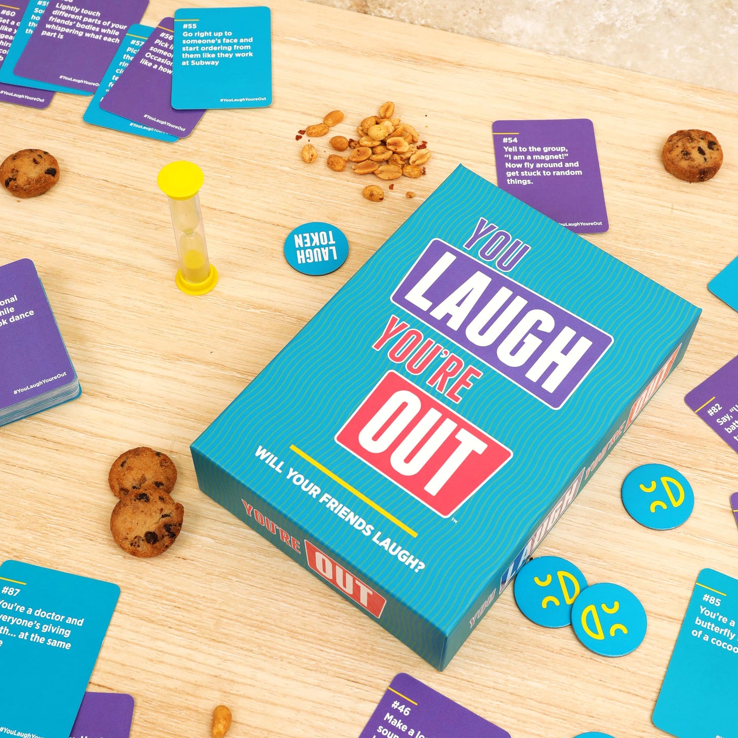 You Laugh You're Out A Party Game with Hilarious Charades Family Card Games for Adults & Kids, 125 Prompt Cards Fun Card Games for Family Game Nights, Gatherings, & Parties Ages 14+
