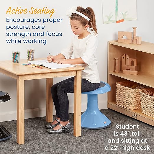 ECR4Kids ACE Active Core Engagement Wobble Stool, 15-Inch Seat Height, Flexible Seating, Powder Blue