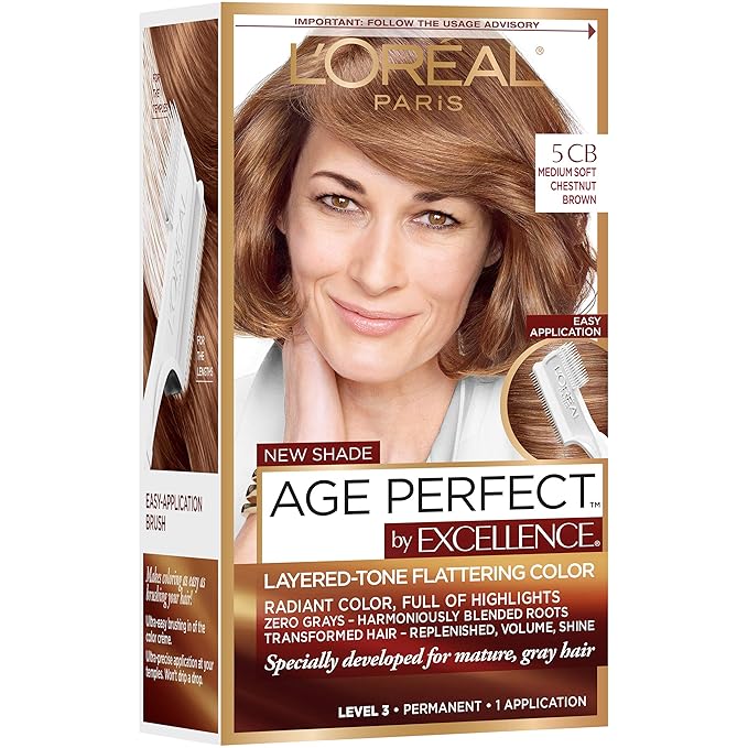 L'Oreal Paris ExcellenceAge Perfect Layered Tone Flattering Color, 5CB Medium Chestnut Brown