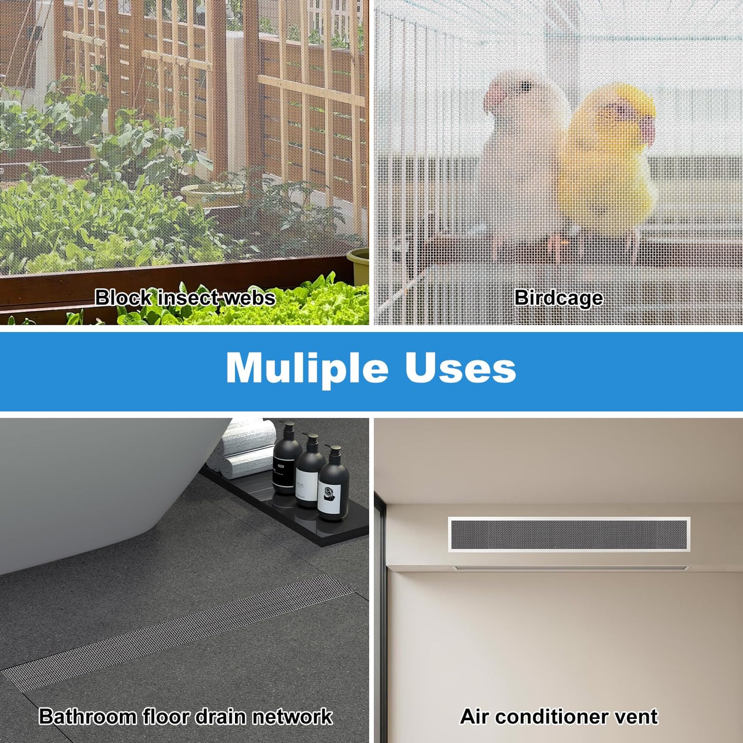 304 Stainless Steel Wire Mesh Screen, 6 Pack 11.8 x 8.2 inch Metal Mesh Screen for DIY Projects, Cages, Vents, Garden, Window Screens, and Filter Mesh