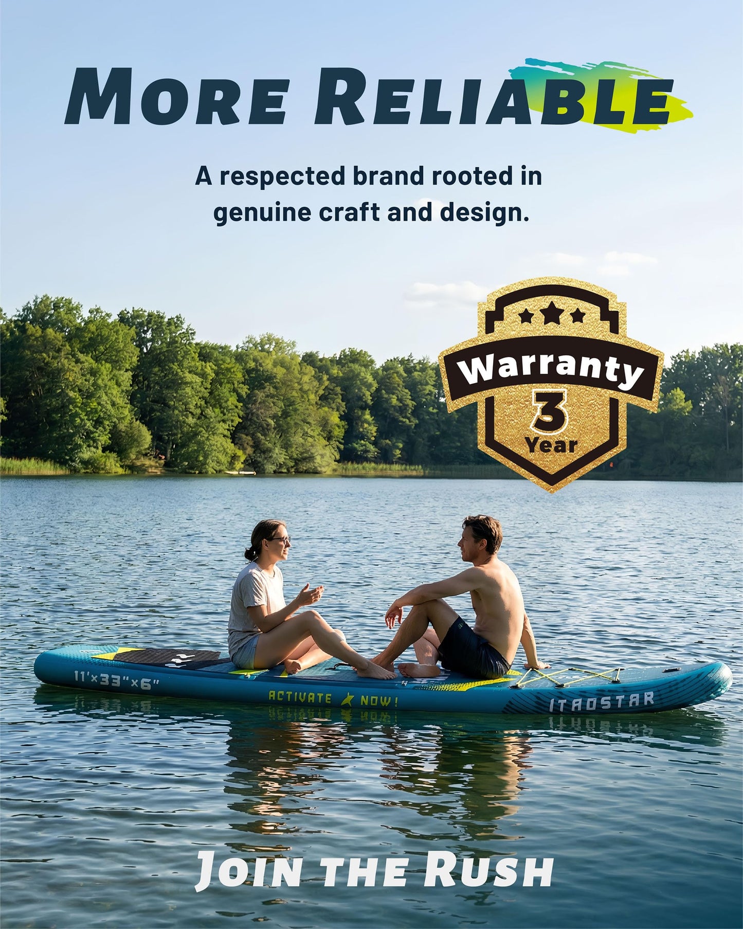 iTAOSTAR Lead 11' × 33" Inflatable Stand Up Paddle Board with Seat, Extra Wide SUP Board with 5 Fins Stable Design for Adults, Youth, All Skill Levels, Lakes, Oceans & Fishing