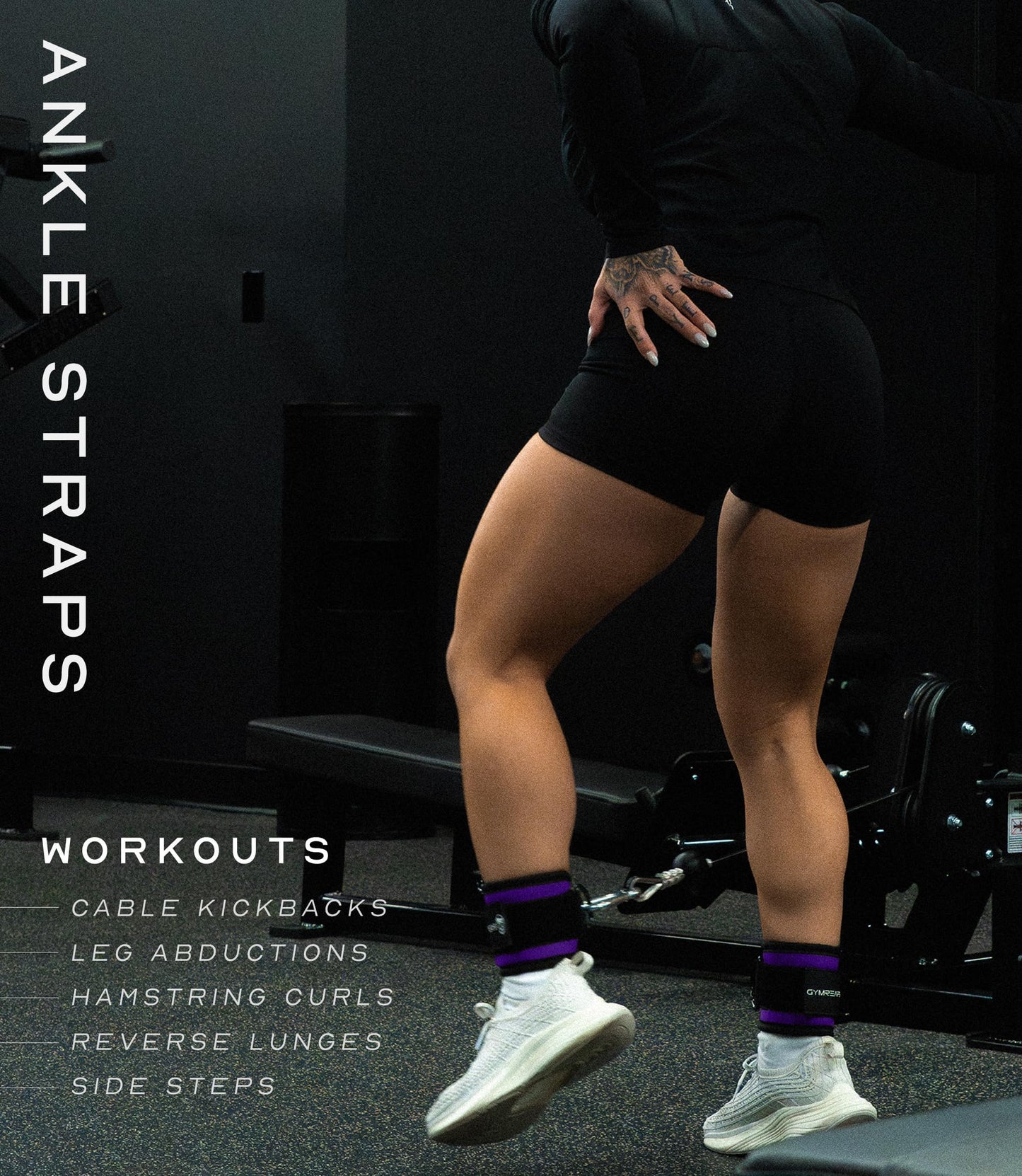 Gymreapers Ankle Straps (Pair) For Cable Machine Kickbacks, Glute Workouts, Lower Body Exercises - Adjustable Leg Straps with Neoprene Padding (Purple, Pair)