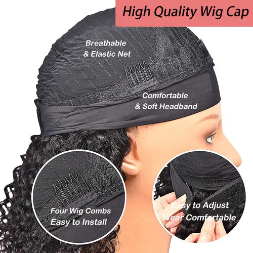 JCL Headband Wig Human Hair 14 Inch Headband Wigs Human Hair Wig Glueless Wigs Human Hair Curly Human Hair Wigs for Black Women Human Hair Natural Color Deep Wave Lace Front Wigs