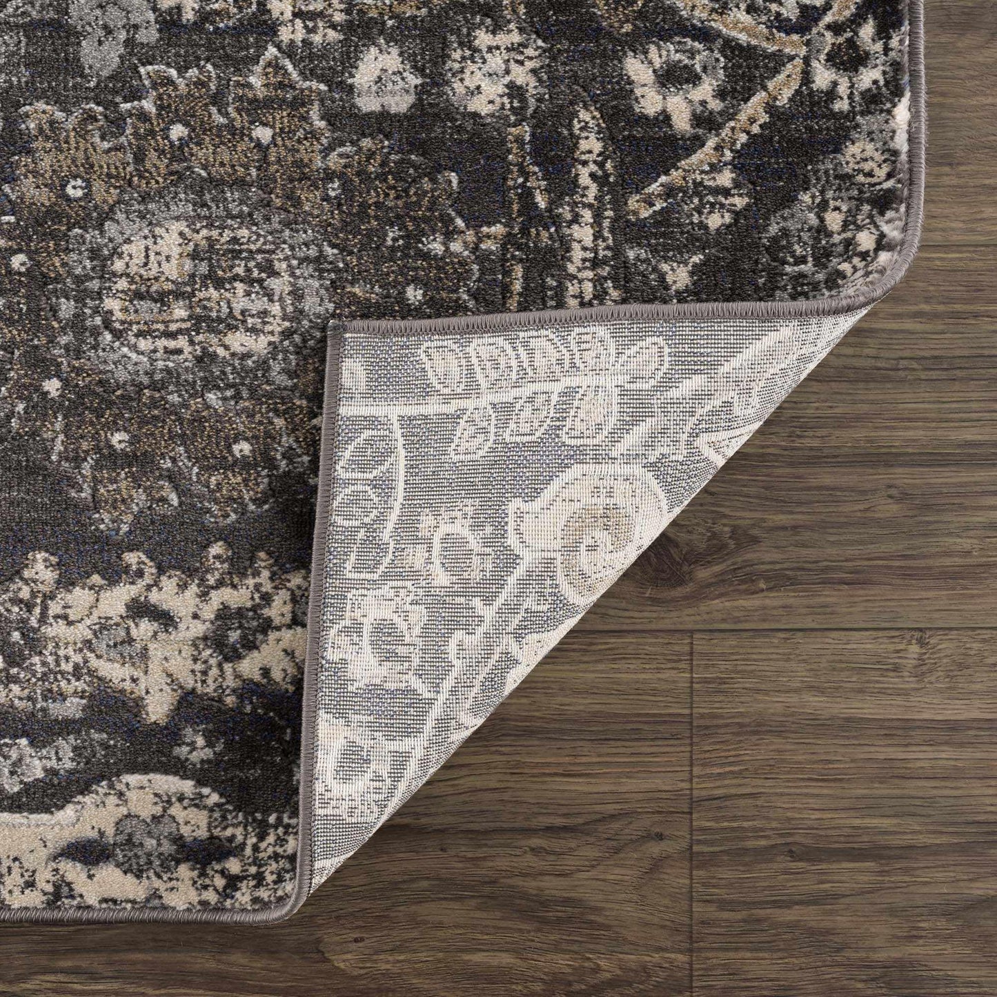 Hauteloom Owatonna Rustic Farmhouse Living Room Bedroom Dining Room Area Rug - Style - Traditional Floral Look - Dark Brown, Grey, Black, Cream - 5'3" x 7'3"
