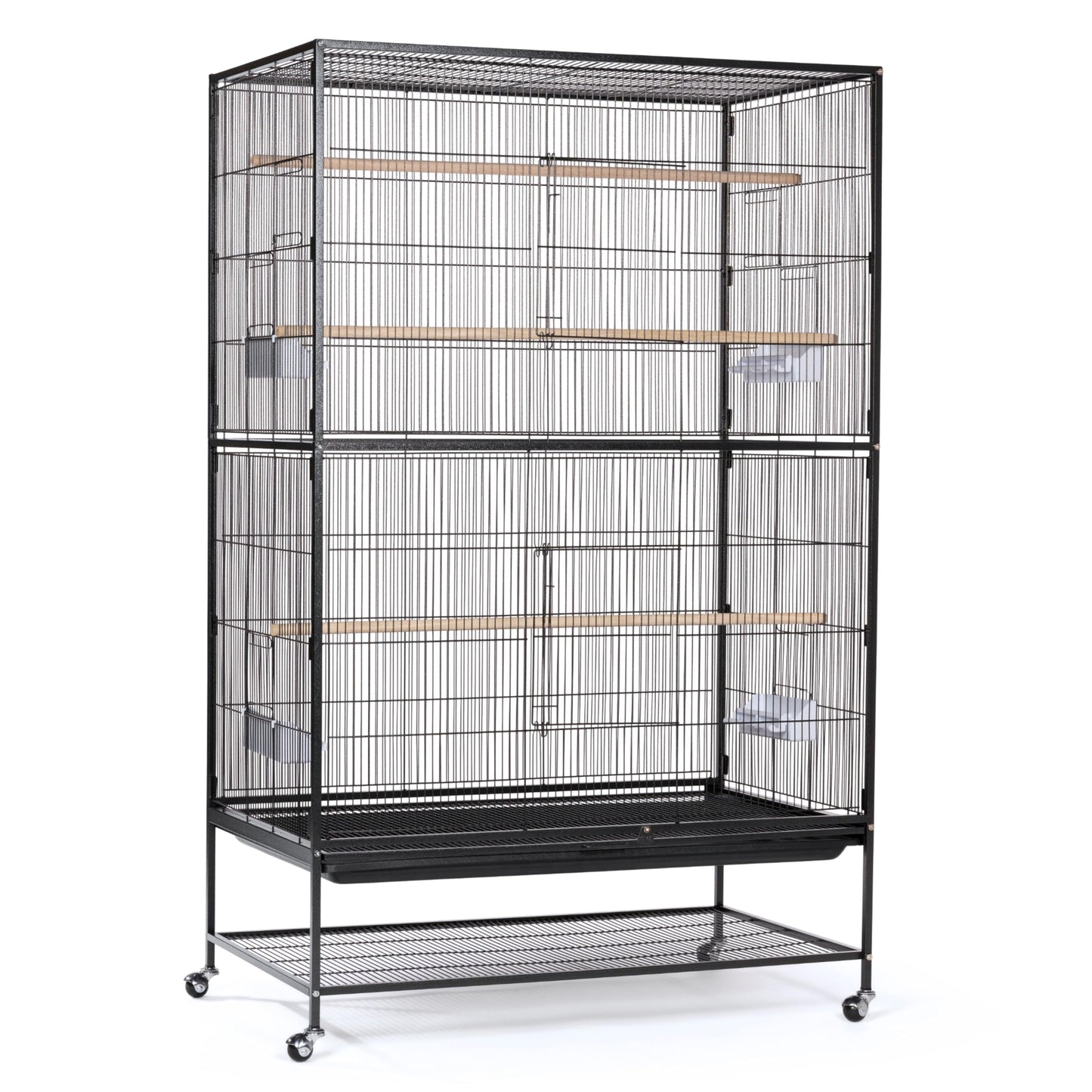 Prevue Hendryx Pet Products Wrought Iron Flight Cage - Big Rolling Bird Cage for Parakeets, Cockatiels, Conures, Lovebirds, Canaries, Finches, Parrotlets, & Caiques, 5 Ft - X-Large, Hammertone Black