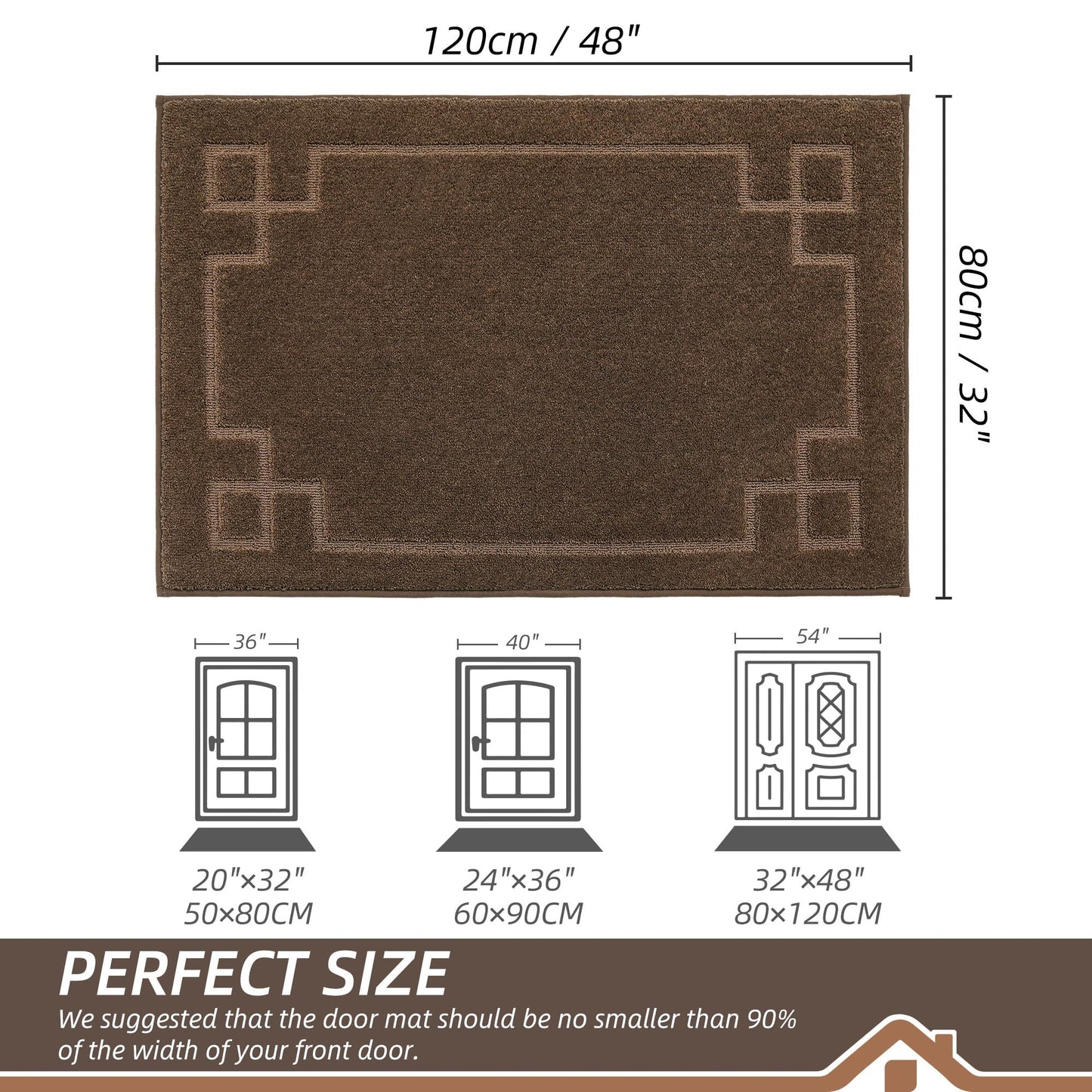 BEQHAUSE Door Mat 32" x 48", Non-Slip Door Mats Indoor Entryway Rugs Washable Low-Profile Absorbent and Stain Resist Floor Mats, Dog Door Mat for Front Back Door, Muddy Wet Shoes & Paws, Brown