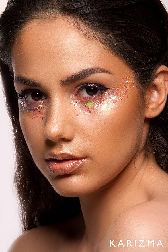 KARIZMA Iridescent Glitter. 30g Chunky Face, Hair, Eye and Body for Women. Rave, Festival Accessories, Cosmetic Makeup. Loose Set