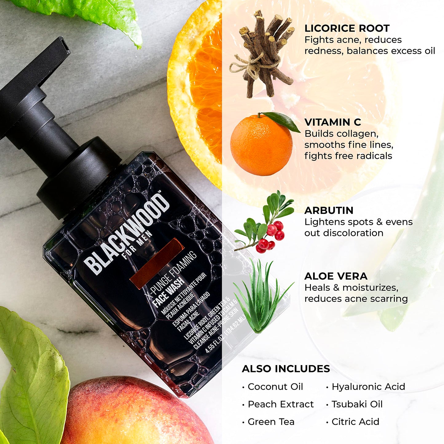 Blackwood For Men X-Punge Foaming Face Wash - Acne Facial Cleanser For Oily to Normal Skin - Deep Cleanse for Exfoliation - Natu