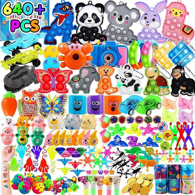 Kiss Monkey 640 PCS Prize Treasure Box Toys for Classroom, Party Favors for Kids 8-12, Fidget Toys Bulk, Goodie Bags Stuff...