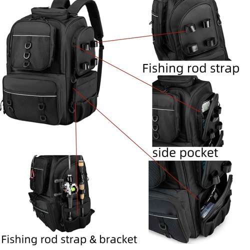 WANOON Fishing Backpack,Tackle Bag,with Tackle Boxes. Large Fishing Bag, Strong Materials