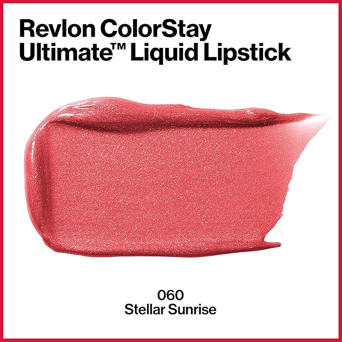 Revlon ColorStay Ultimate Liquid Lipstick, Longwear Rich Lip Colors, Wears for Up to 24 Hours, Satin Finish, 060 Stellar Sunrise, 0.1 fl oz