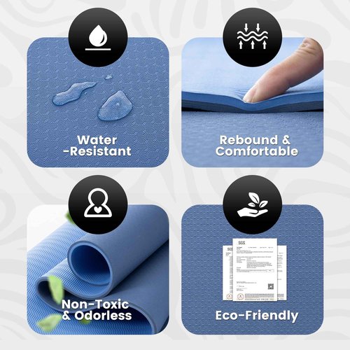 UMINEUX Large Yoga Mat for Men and Women - 6'x4'x10mm, Extra Thick TPE Fitness Mat for Home Gym Workout, Non-Slip, Exercise Mat for Yoga, Pilates, Stretching, Meditation