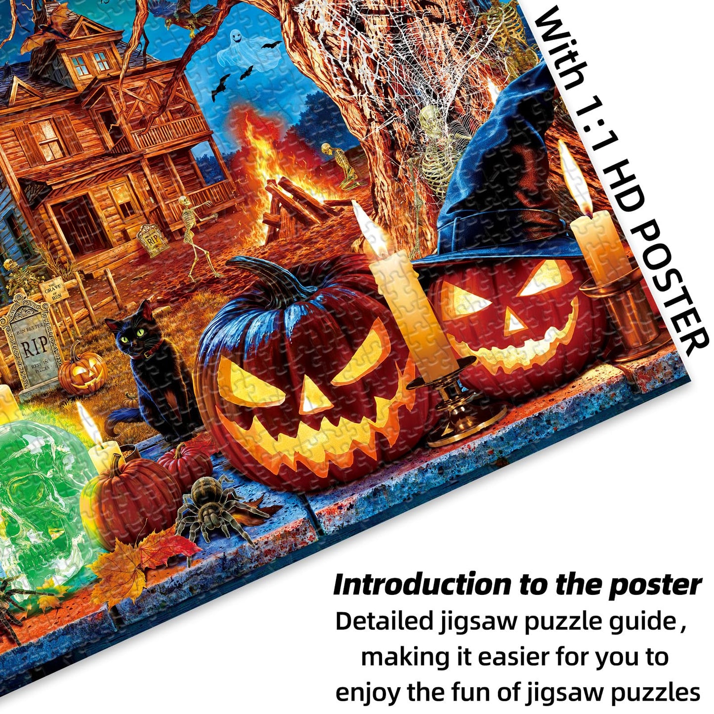Sutinban Halloween Nightmare 1000 Pieces Puzzle for Adults, Horror Skull Pumpkin Head Jigsaw Puzzles 1000 Pieces Family Decoration, Holiday Party Gifts Puzzles for Teenages & Kids & Adults