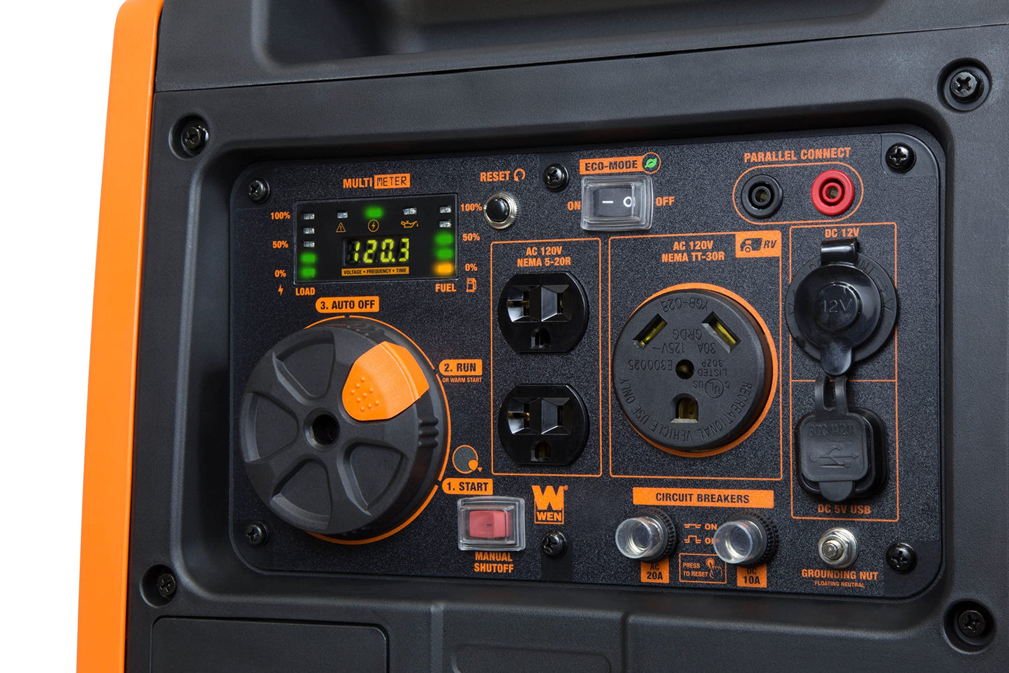 WEN 56455i Super Quiet 4500-Watt RV-Ready Portable Inverter Generator with Fuel Shut-Off and Electric Start Black