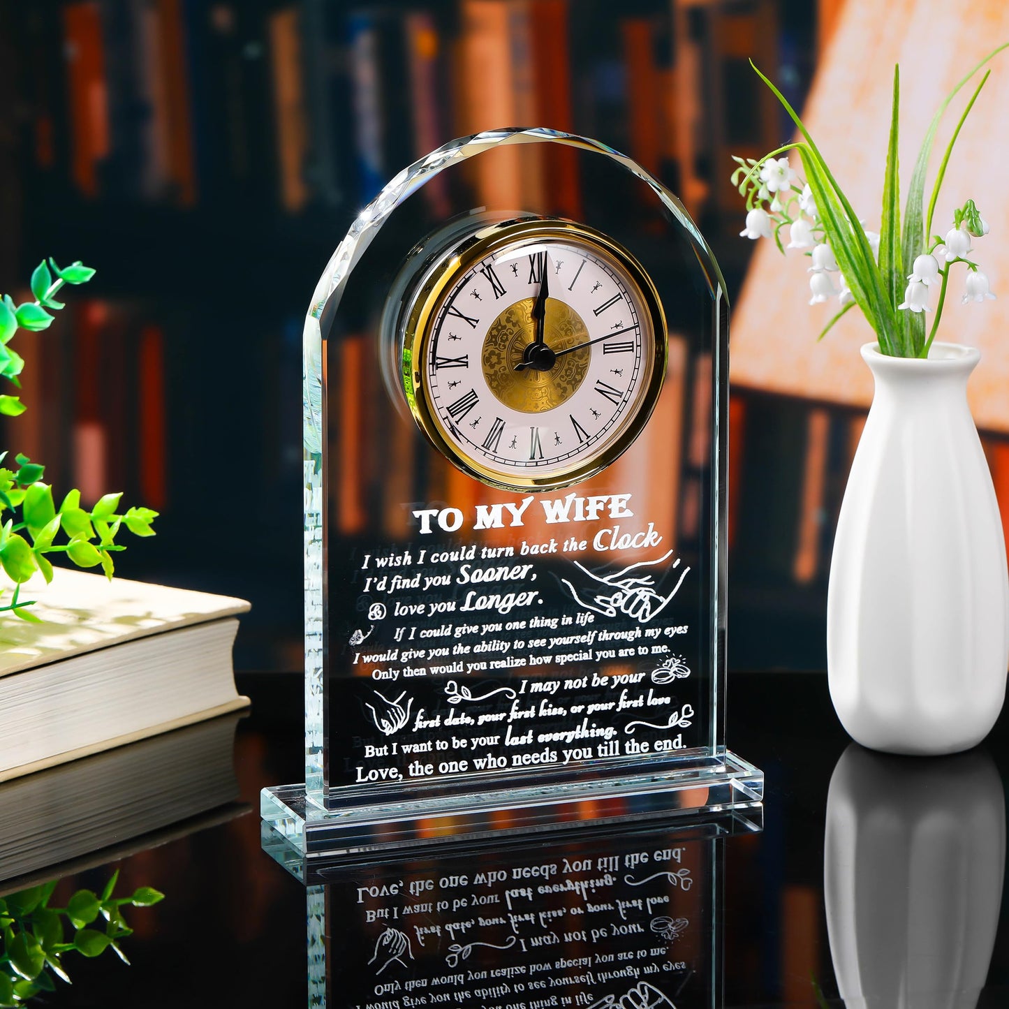 Movdyka Gifts for Wife from Husband Unique - Crystal Clock Gifts Personalized Gifts for My Lover Who Has Everything - Birthday Anniversary Wedding Present Ideas for Wife