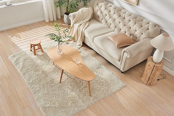 woJKod Solid Wood Table Desk, Coffee Table End Table Round for Kitchen Dining Room, Living Room, Bedroom and Restaurant, 4 Legs Removable-Natural