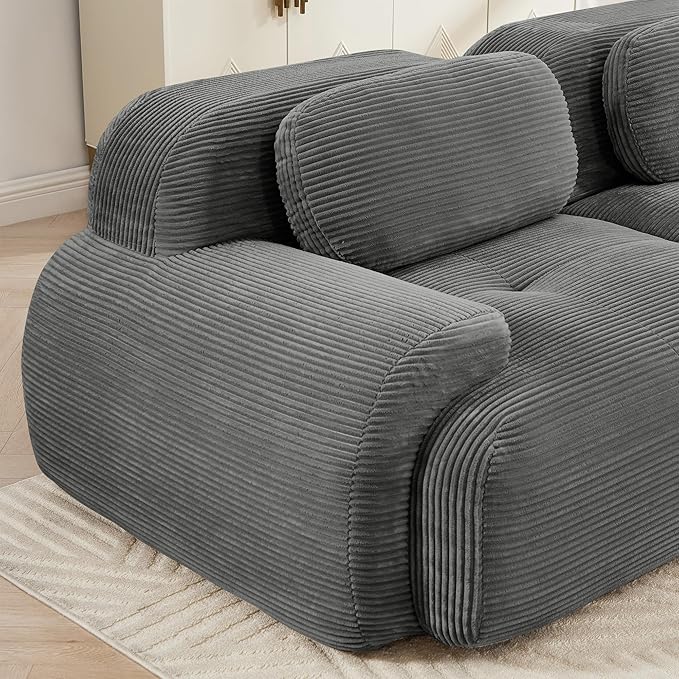 SoarFlash 81" Loveseat Sofa, Comfy Deep Seat, No Assembly, Sofa in a Box, Modern Small Couch with Plush Corduroy Fabric for Living Room, Bedroom, Apartment, Home Office, Grey