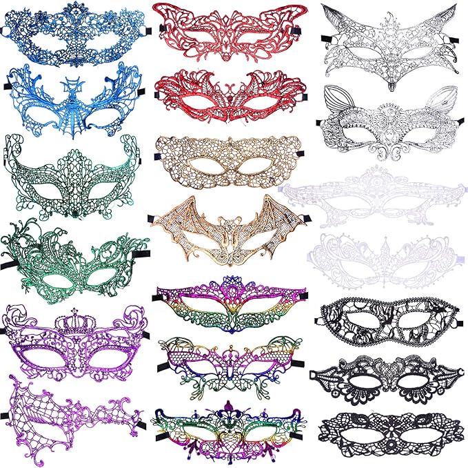 SIQUK 20 Pieces Lace Masquerade Mask Women Venetian Masks