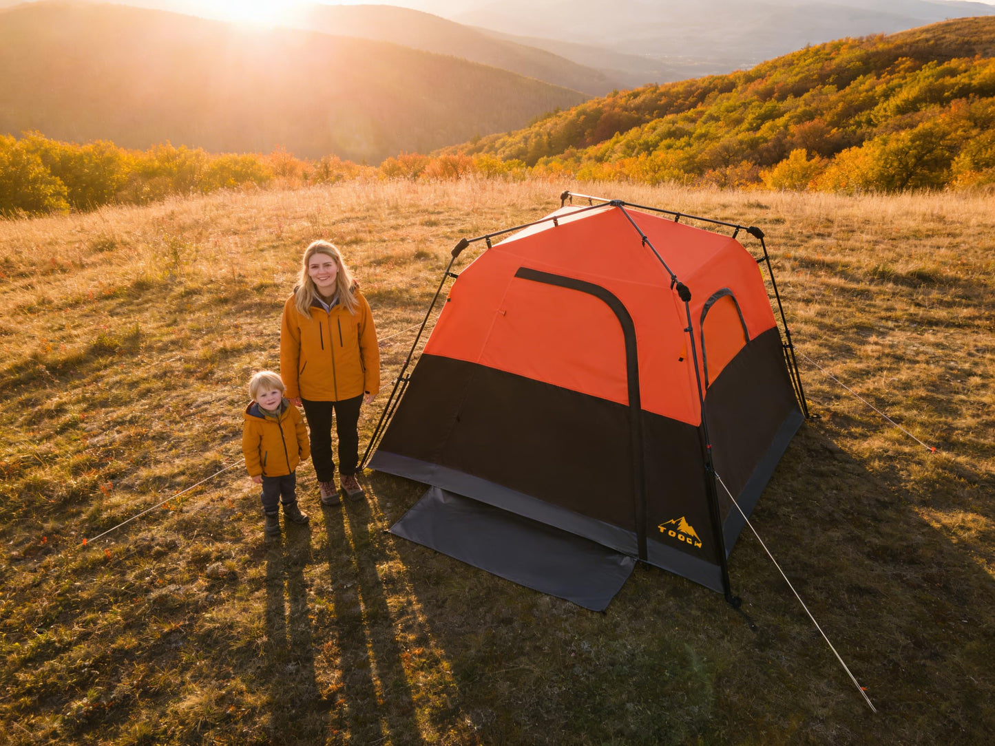 Toogh 3/4 Person Instant Tent for Family Camping, Outdoor Travel and Weekend Camping, Waterproof 8'x8'x67'' with Full Mesh Ceiling, 60 Second Pop Up Setup, Rainfly & Carry Bag Included