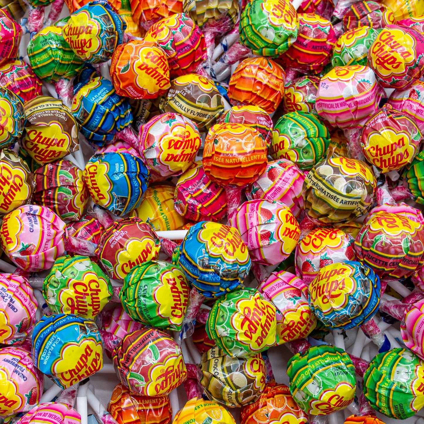 Chupa Chups Lollipop Assorted 2 lb – 8 Flavors, Individually Wrapped, Bulk Candy in Resealable Bag