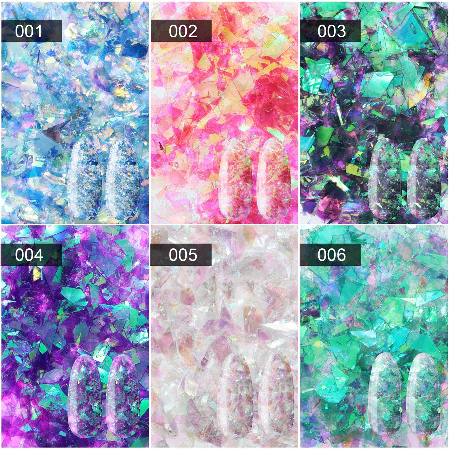 18 Boxes Mermaid Iridescent Chunky Glitter Flakes Chrome Nail Sequins Aurora Holographic Mermaid Nail Glitter Flakes Glitters Ch