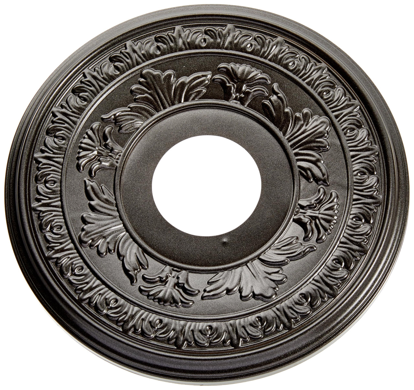 Ekena Millwork 13Od X 3 1/2Id X 3/4P Baltimore Thermoformed Pvc Ceiling Medallion (Fits Canopies Up To 5 1/4), Metallic Black Ni