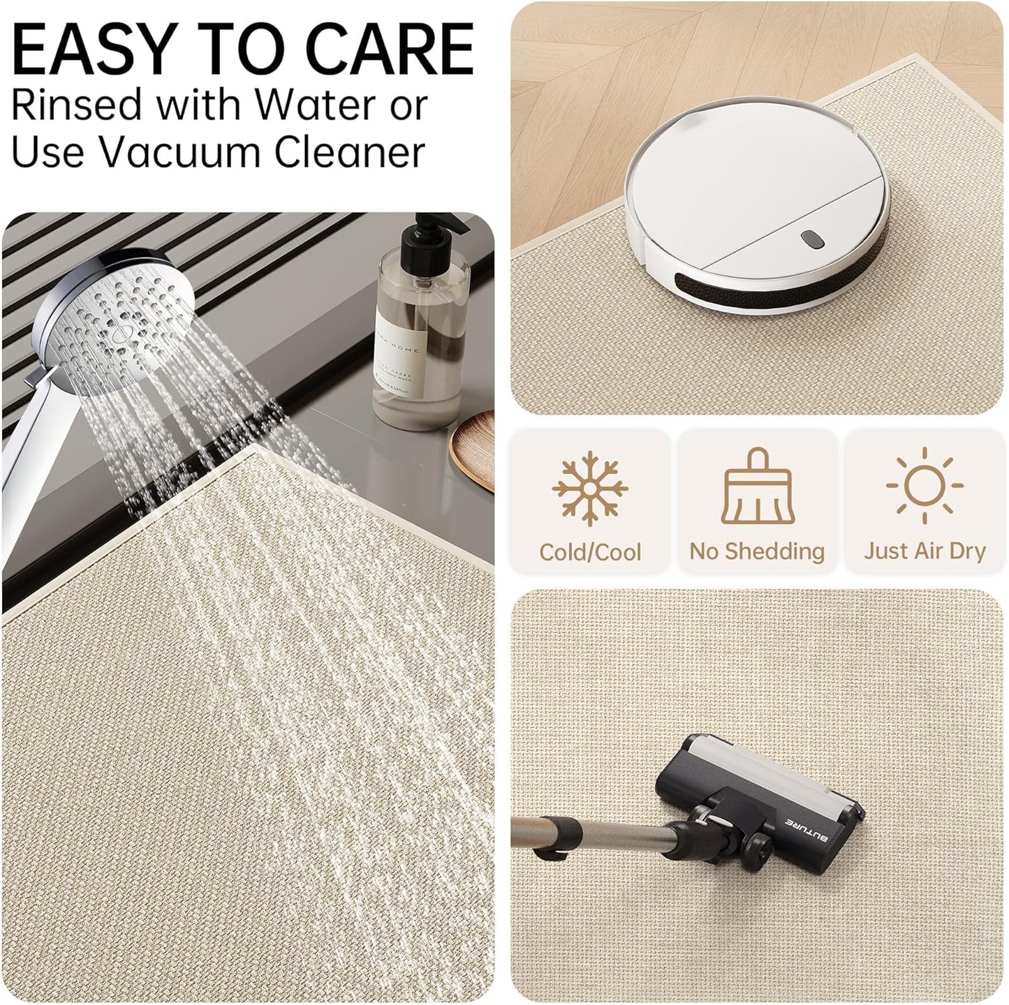 Mecko Bath Mat, Ultra Absorbent Quick Dry Bathroom Floor Mats-Upgraded Thin Cozy Cloth Bathroom Mat Fit Under Door, Rubber Non-Slip Bathroom Rug for Bathtub, Sink, Shower Room(Oatmeal,20"x32")