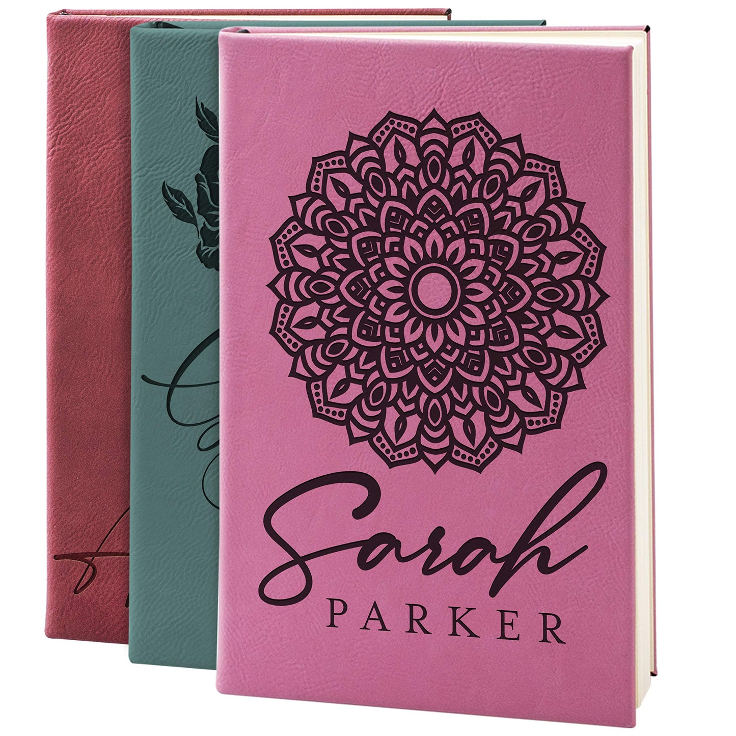 Personalized Leather Journal | Soft Pink, 12 Design | w Text Notebook for Women, Men - Customized Journals to Write In for Women, Diary for Girls - Birthday, Best Friend, Mom, Dad, Office Gift