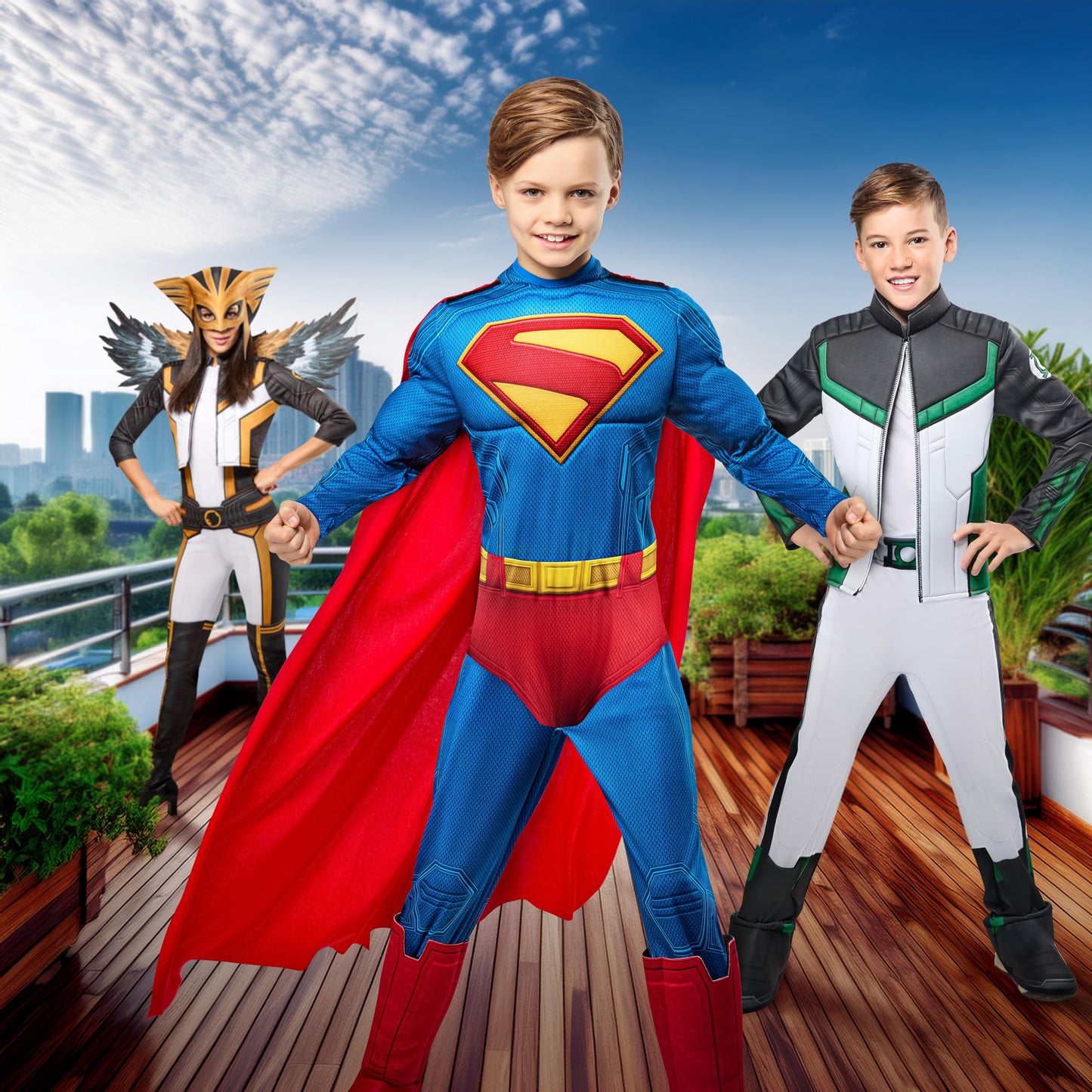 Rubies Superman Deluxe Kids Boys Costume Jumpsuit with Shoe Covers and Cape, X-Small, for Superhero Dress Up, Parties and Halloween