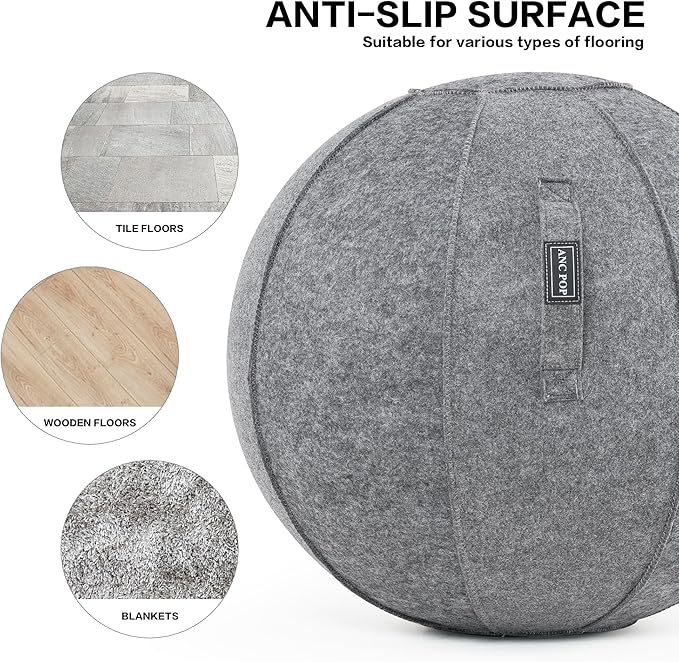 ANC POP Yoga Ball Exercise Ball, Anti Slip Stability Ball Chair, 25” Heavy Duty Large Gym Ball for Fitness, Balance and Core Workout with Cover, Easy Clean
