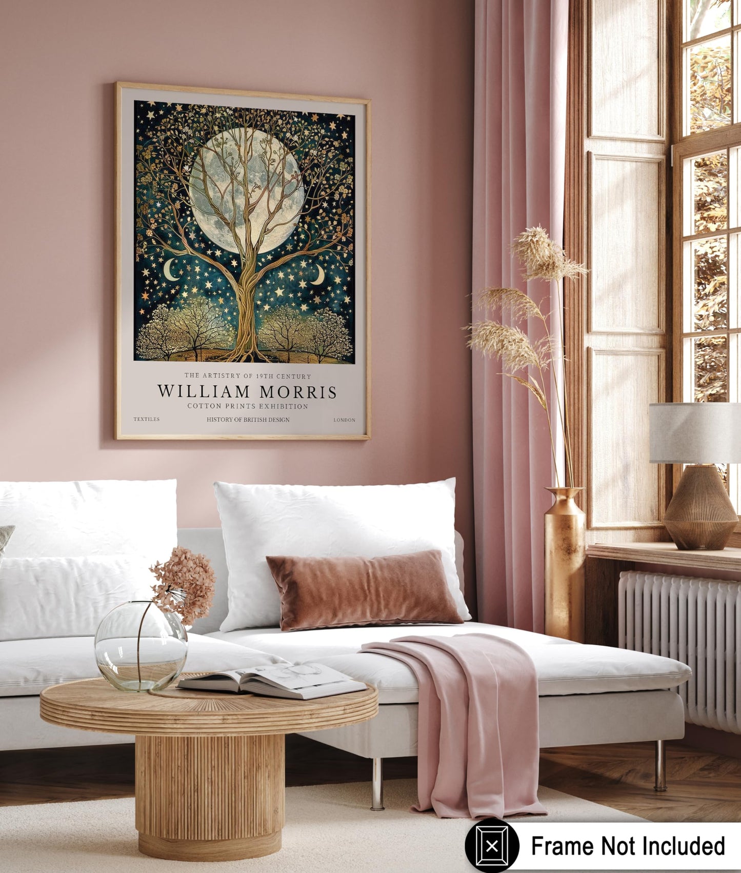 Monem Art William Morris Poster - Tree of Life Print - Moon Art - Stars Art - Flower Art - Botanical Art - Exhibition Art - Textile Art - Floral Art - Great Bedroom Decor - 8x10 UNFRAMED Wall Art