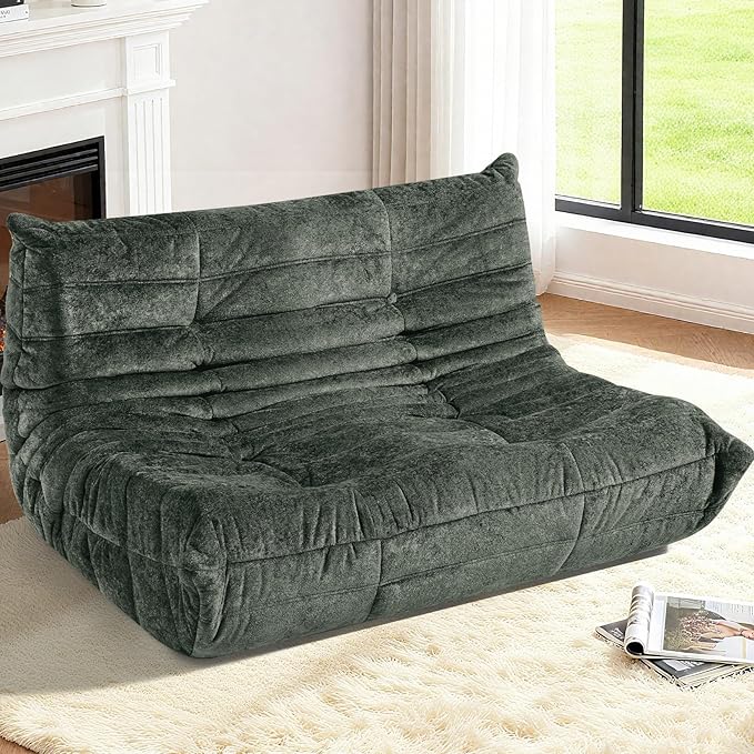 HABUTWAY Bean Bag Chair, Giant Bean Bag Chairs for Adults, Loveseat Fireside Chair, 2 Seater Lazy Bean Bag Sofa Memory Foam Couch for Living Room, Bedroom, Office (Green)