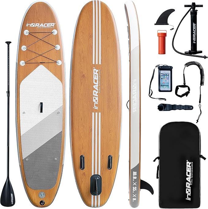 Inflatable Paddle Board 10'6"/11' ISUP for Adults with Free Premium SUP Accessories & Backpack, Non-Slip Deck. Bonus Water...