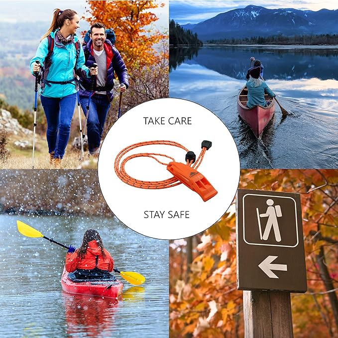 Emergency Whistles with Lanyard Safety Whistle Survival Shrill Loud Blast for Kayak Life Vest Jacket Boating Fishing Boat Camping Hiking Hunting Rescue Signaling Kids Lifeguard Plastic 2 Pack