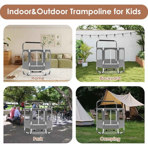 EL&IT·Wings 4.7FT Trampoline for Kids with Net, Indoor Outdoor Toddler Trampoline with Safety Enclosure, Safe Hexagon No-Gap Design, Birthday Gifts for Kids, Age 1-8