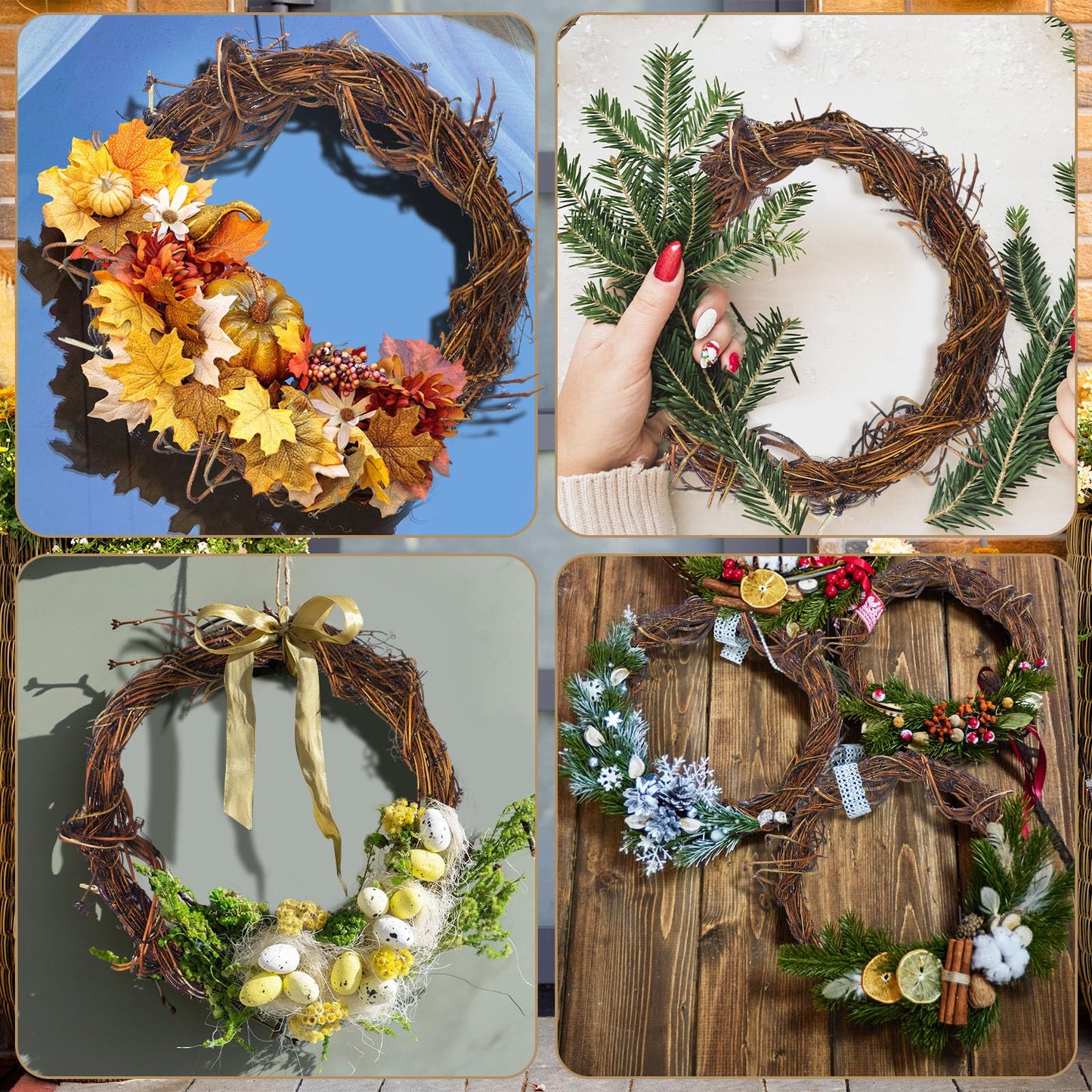 Janinka 6 Pcs Grapevine Garland Natural Grape Vine Wreath for Crafts DIY Twig Garland Rattan Hanging Vine Wreath for Wedding Christmas House Holiday Door Vase Wall Home Decor (90ft)