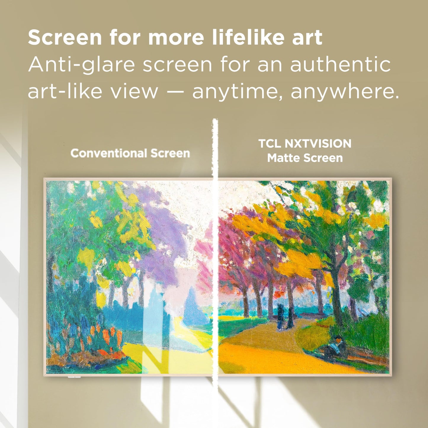 TCL 75 Inch Class NXTVISION Series Picture Frame Canvas Art TV | 75A300W, 2024 Model | QLED 4K HDR Smart Google TV | 120HZ Dolby Atmos Audio | Voice Remote Alexa Google Apple Streaming Television