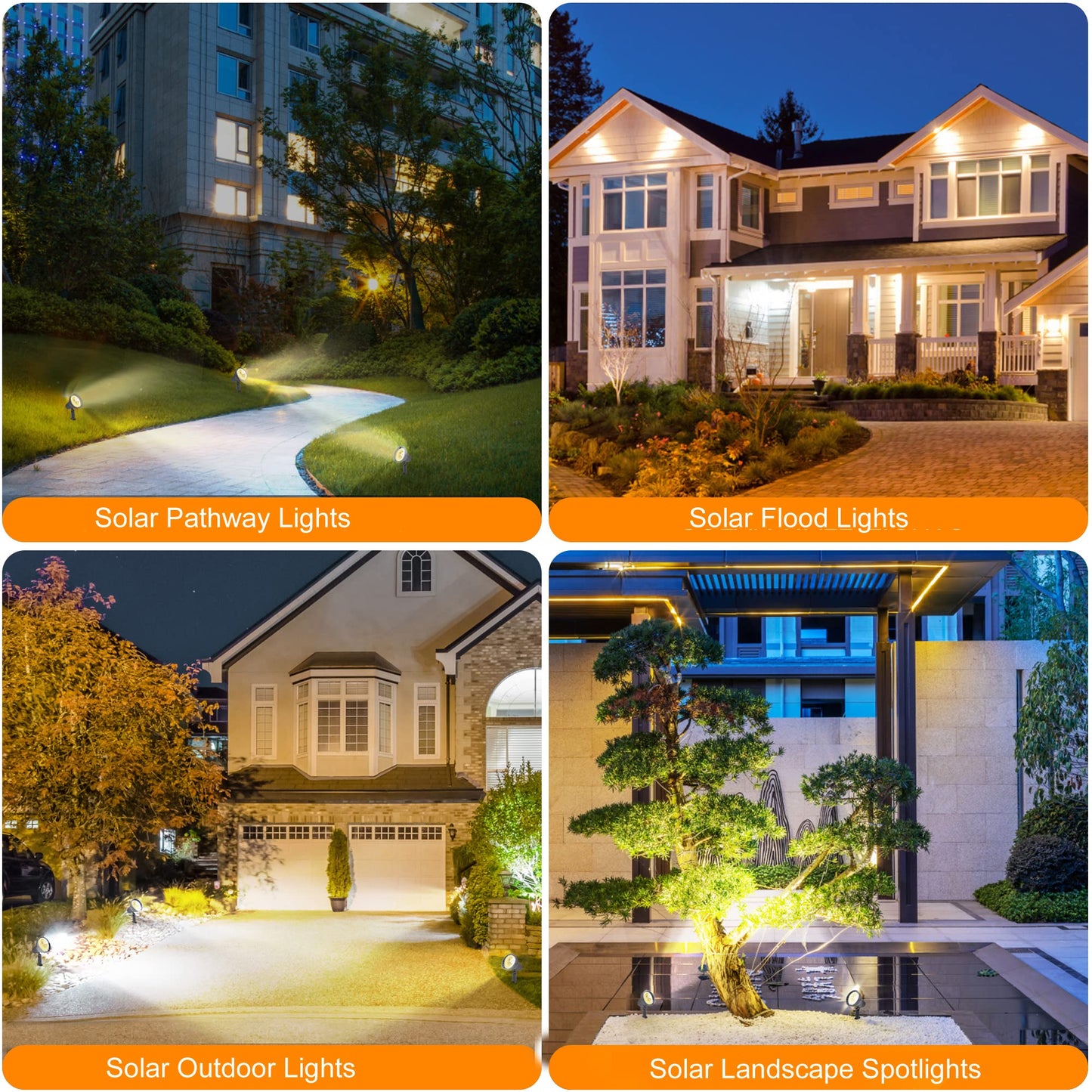 SUNLONG Solar Spotlights Outdoor Waterproof Bright Solar Wall Lights Led Security Flood Light Solar Powered for Flag Patio Front Door Driveways-Automatically Activates at Dusk to Dawn (Warm White)