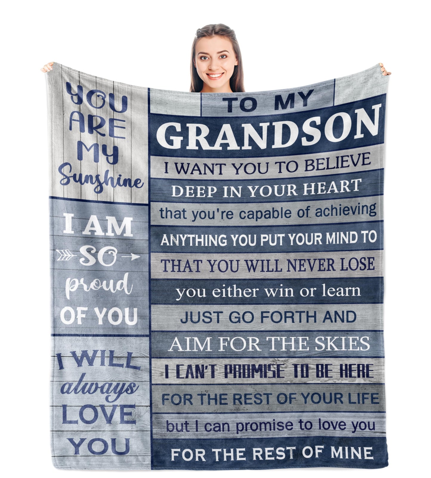 Grandson Gifts from Grandma/Grandpa, Birthday Gifts for Grandson, Grandson Graduation Gifts, Grandson Blanket, Fleece Blanket Soft 50" x 60"
