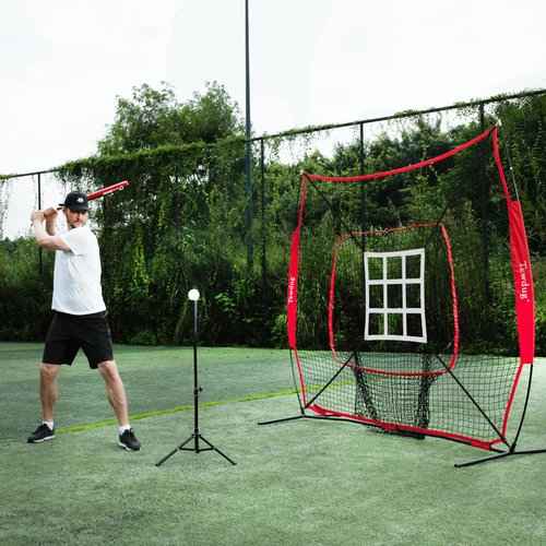 Baseball Net, 7x7ft Baseball Softball Practice Net with Large Ball Collection System, Pitching Net with Batting Tee & Centre of The Target, Baseball Nets for Hitting Pitching